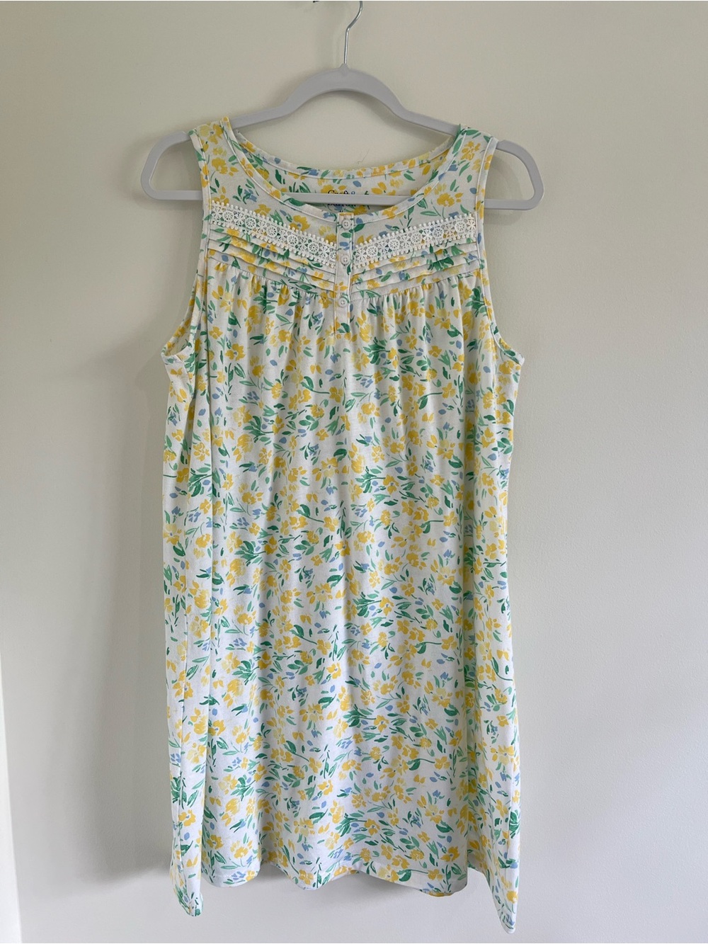 croft & barrow Yellow & Green Floral Sleeveless Nightdress